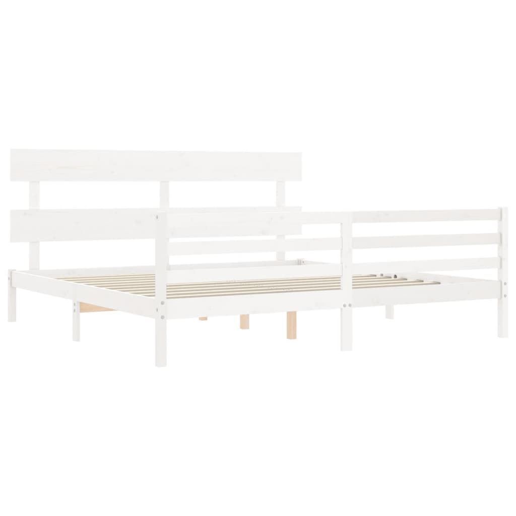 Bed Frame without Mattress White 183x203 cm King Solid Wood Price