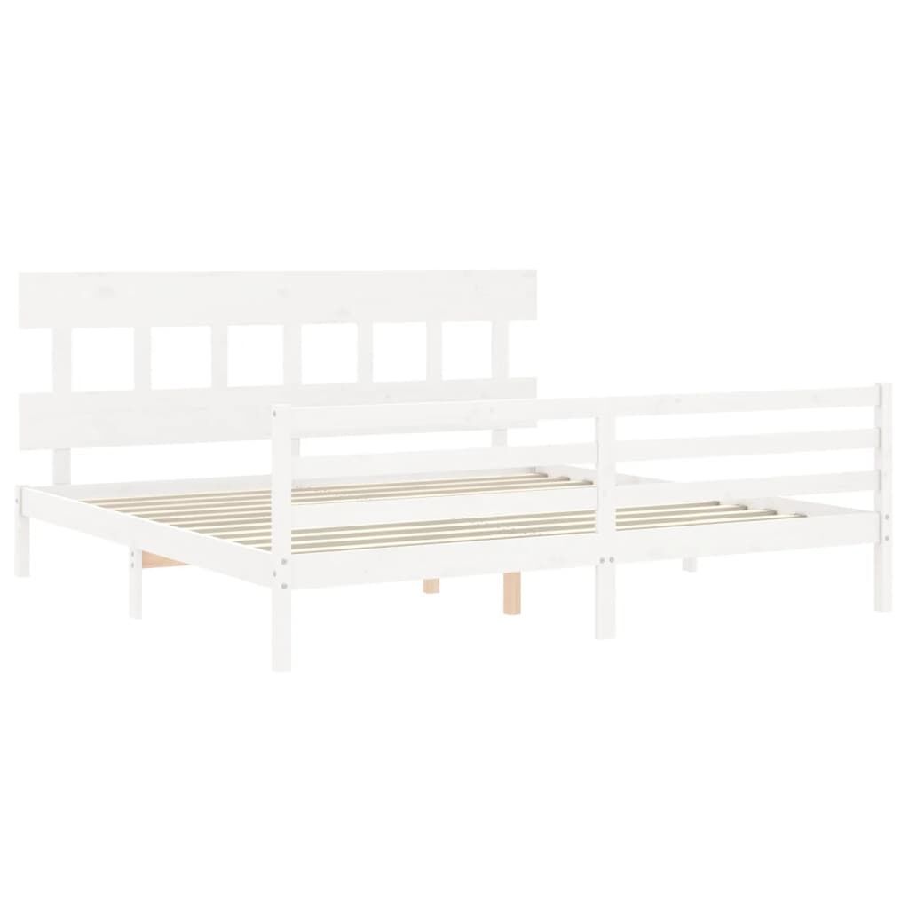 Bed Frame without Mattress White 183x203 cm King Solid Wood Price