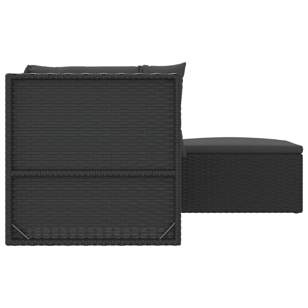 4 Piece Garden Lounge Set with Cushions Black Poly Rattan Price