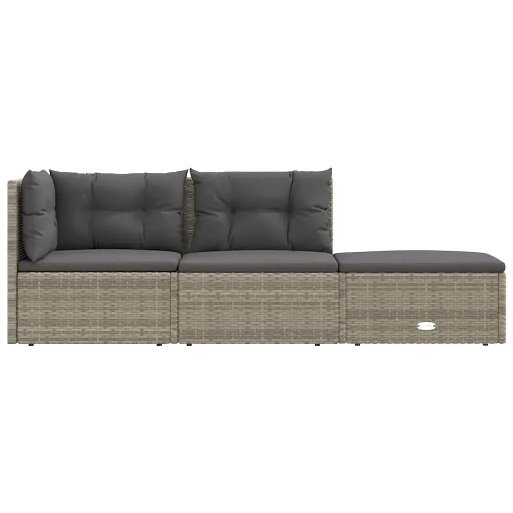 3 Piece Garden Lounge Set with Cushions Grey Poly Rattan Price