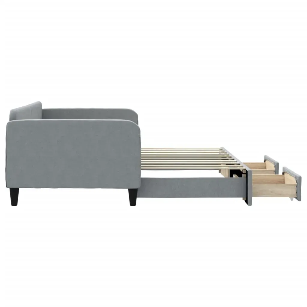 Daybed with Trundle&Drawers without Mattress Light Grey 90x190 cm Price