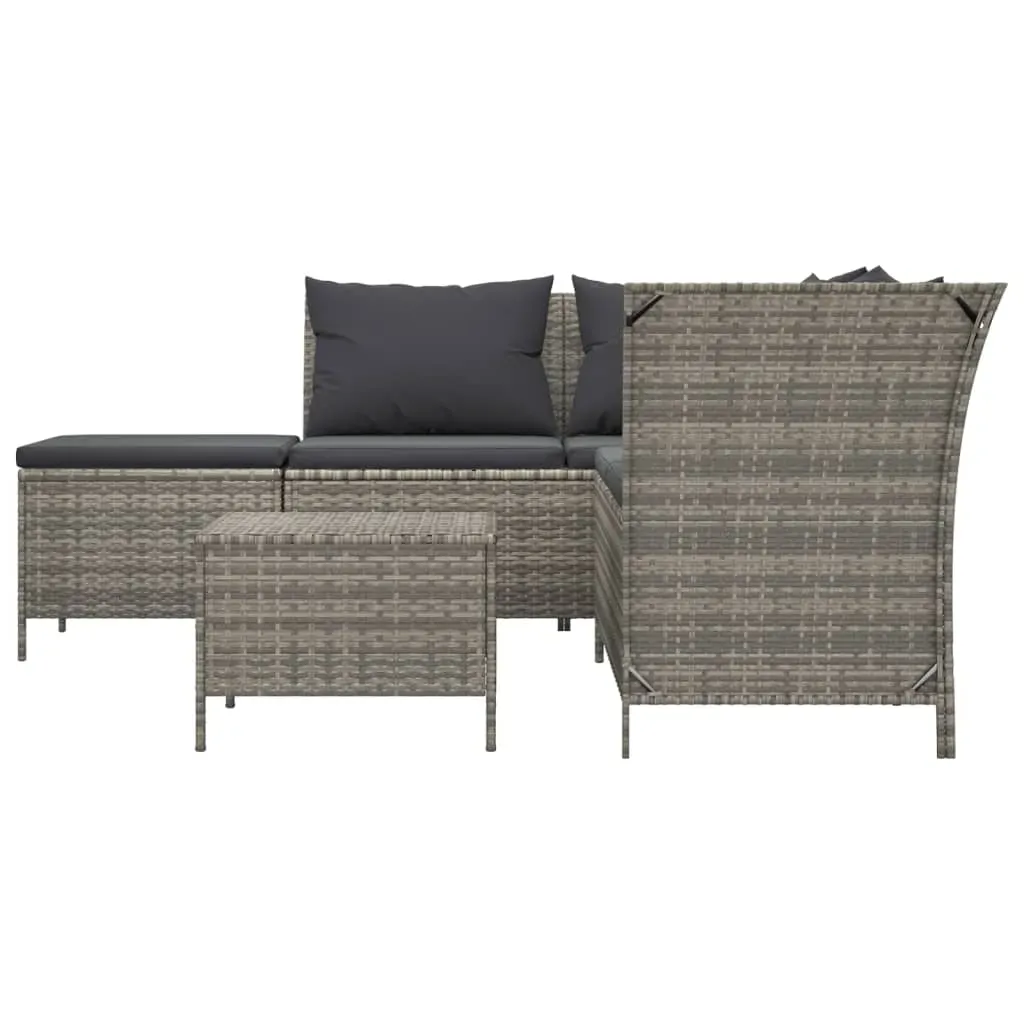 4 Piece Garden Lounge Set with Cushions Grey Poly Rattan Price