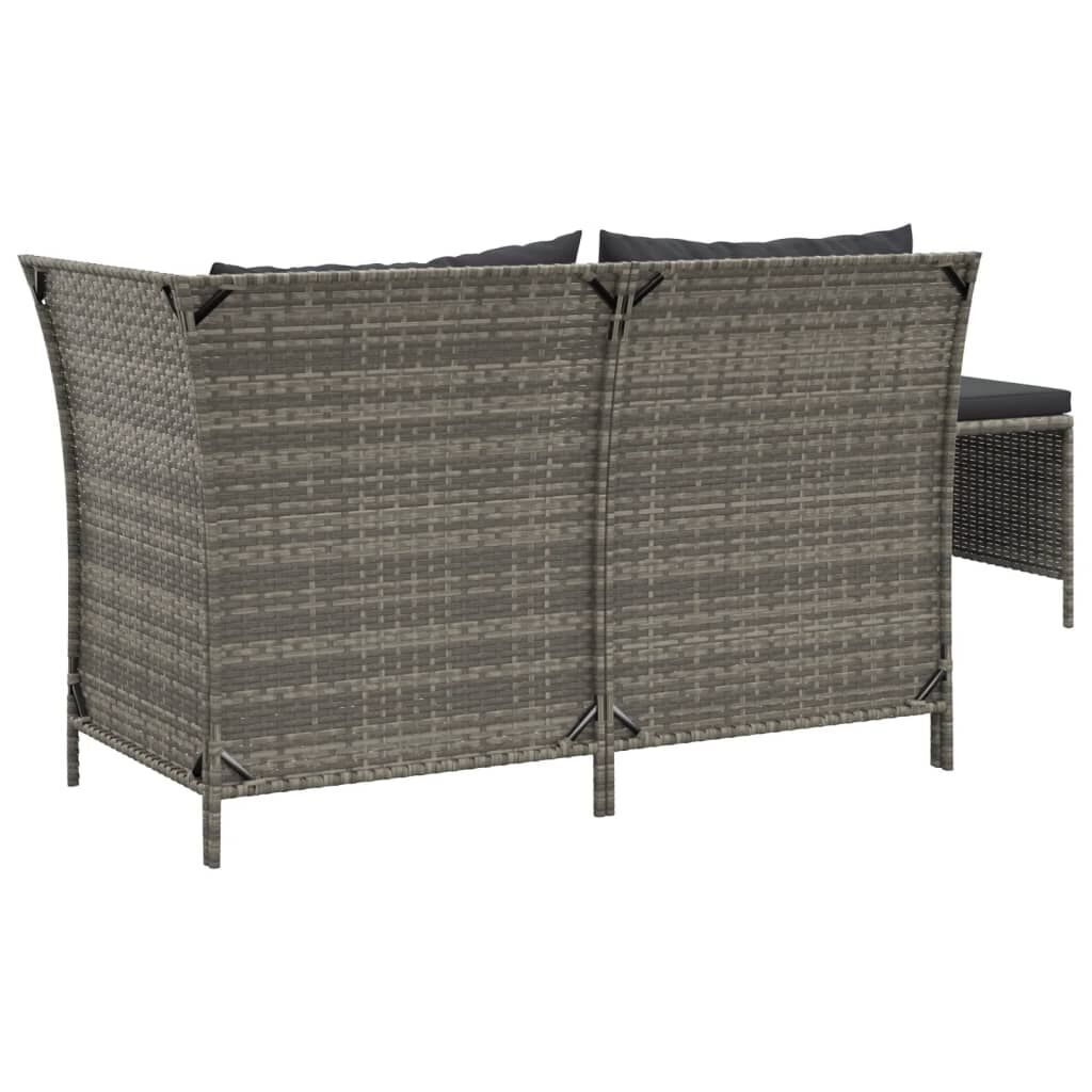 3 Piece Garden Lounge Set with Cushions Grey Poly Rattan Price