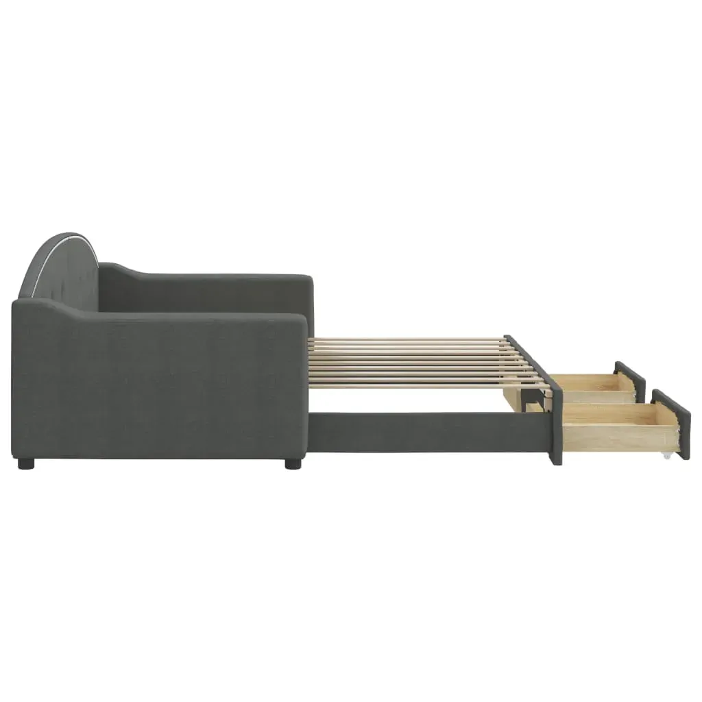 Daybed with Trundle&Drawers without Mattress Dark Grey 90x190 cm Price