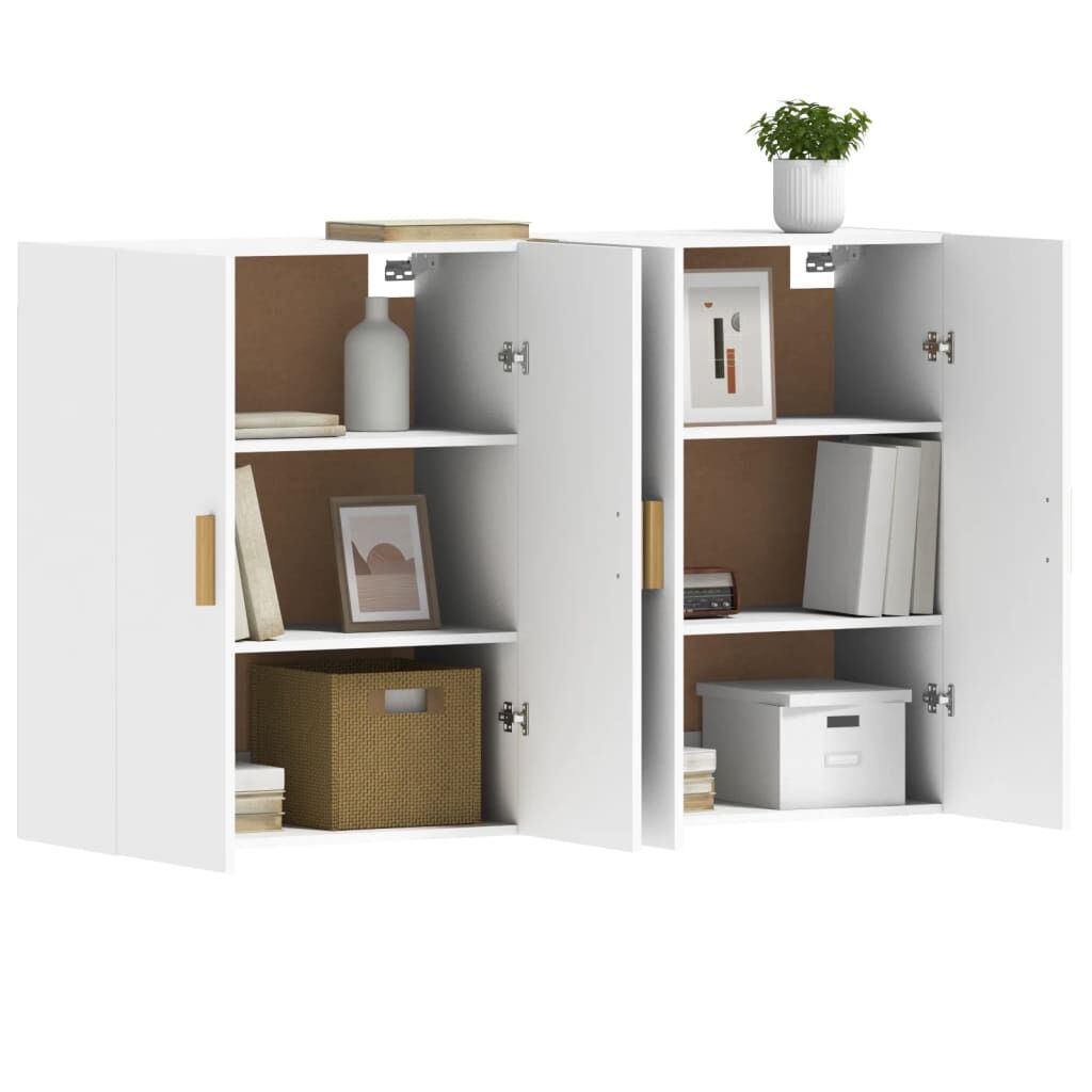 Wall Mounted Cabinets 2 pcs White Engineered Wood Price