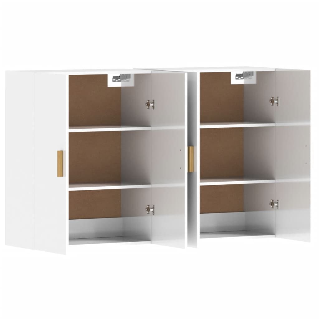 Wall Mounted Cabinets 2 pcs High Gloss White Engineered Wood Price