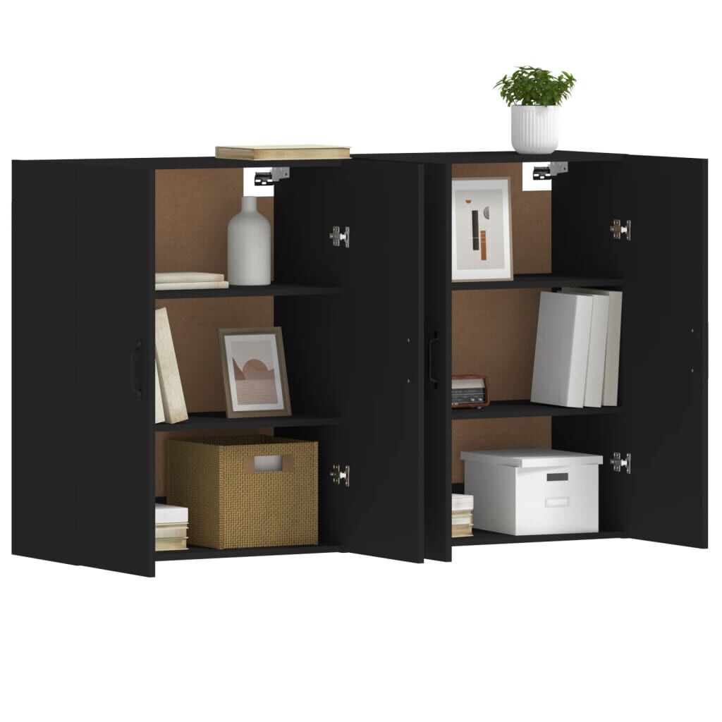 Wall Mounted Cabinets 2 pcs Black Engineered Wood Price