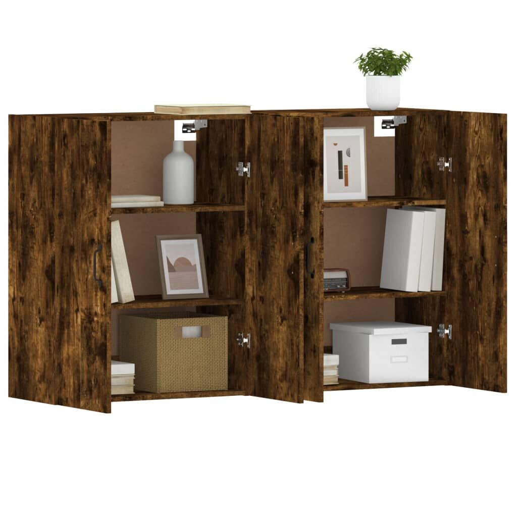 Wall Mounted Cabinets 2 pcs Smoked Oak Engineered Wood Price