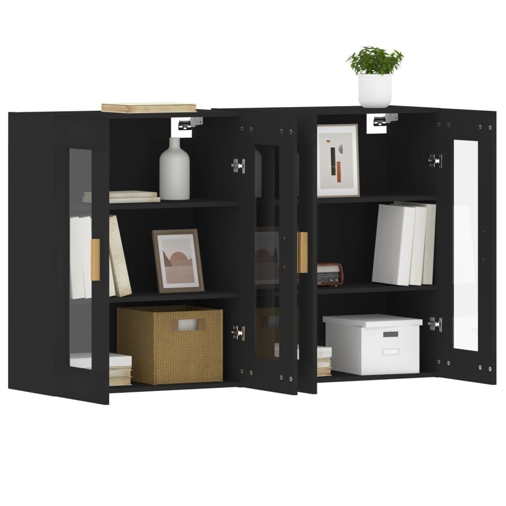 Wall Mounted Cabinets 2 pcs Black Engineered Wood Price
