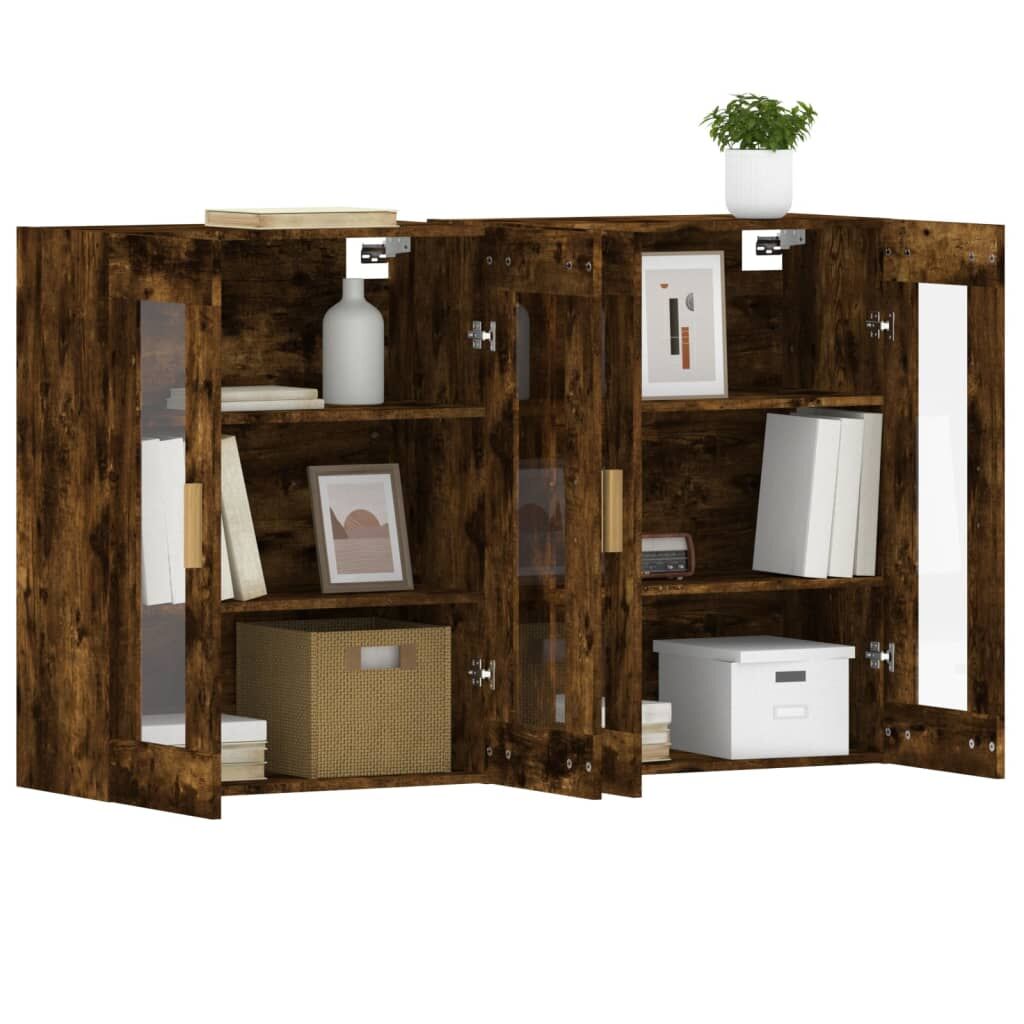 Wall Mounted Cabinets 2 pcs Smoked Oak Engineered Wood Price