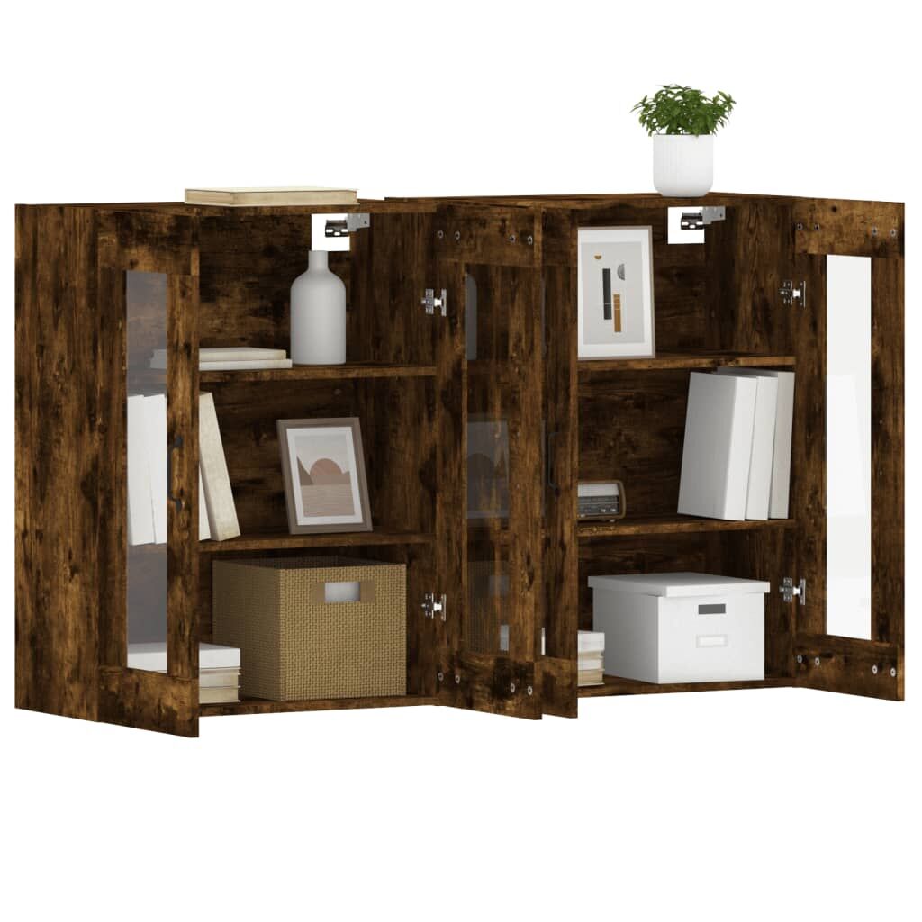 Wall Mounted Cabinets 2 pcs Smoked Oak Engineered Wood Price