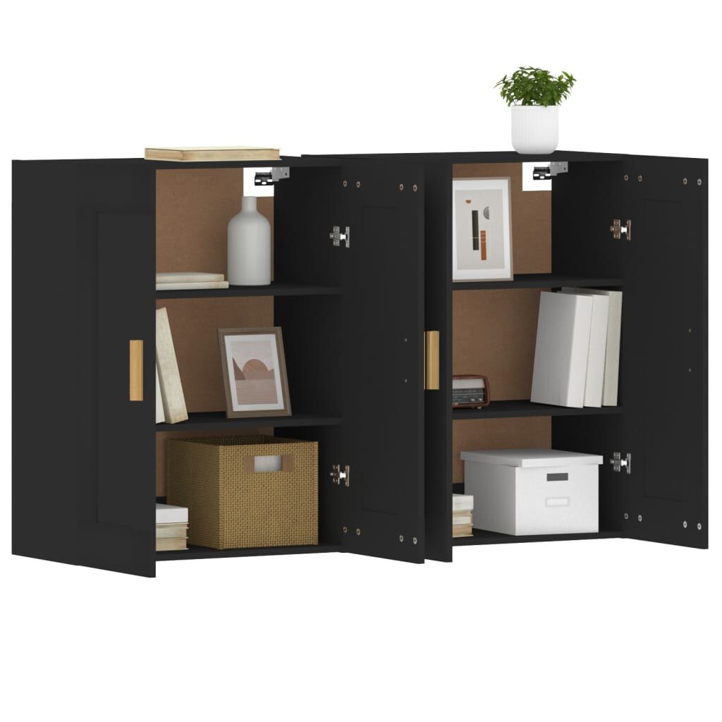 Wall Mounted Cabinets 2 pcs Black Engineered Wood Price