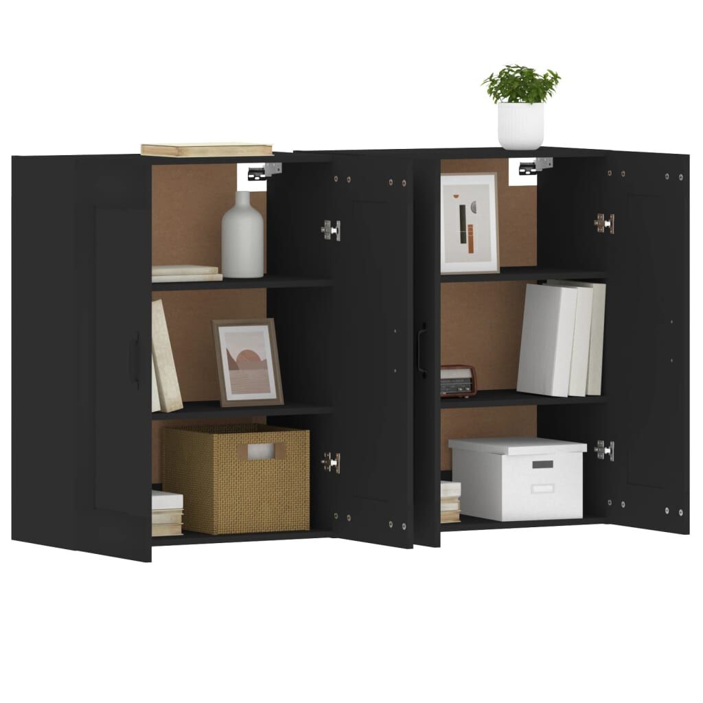 Wall Mounted Cabinets 2 pcs Black Engineered Wood Price