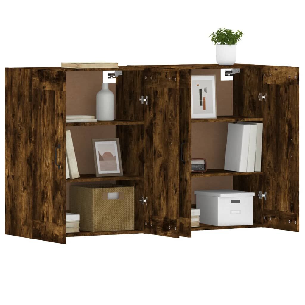 Wall Mounted Cabinets 2 pcs Smoked Oak Engineered Wood Price