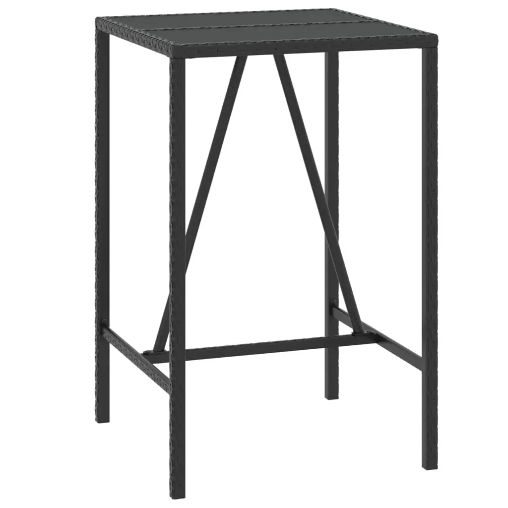 3 Piece Garden Bar Set with Cushions Black Poly Rattan Price