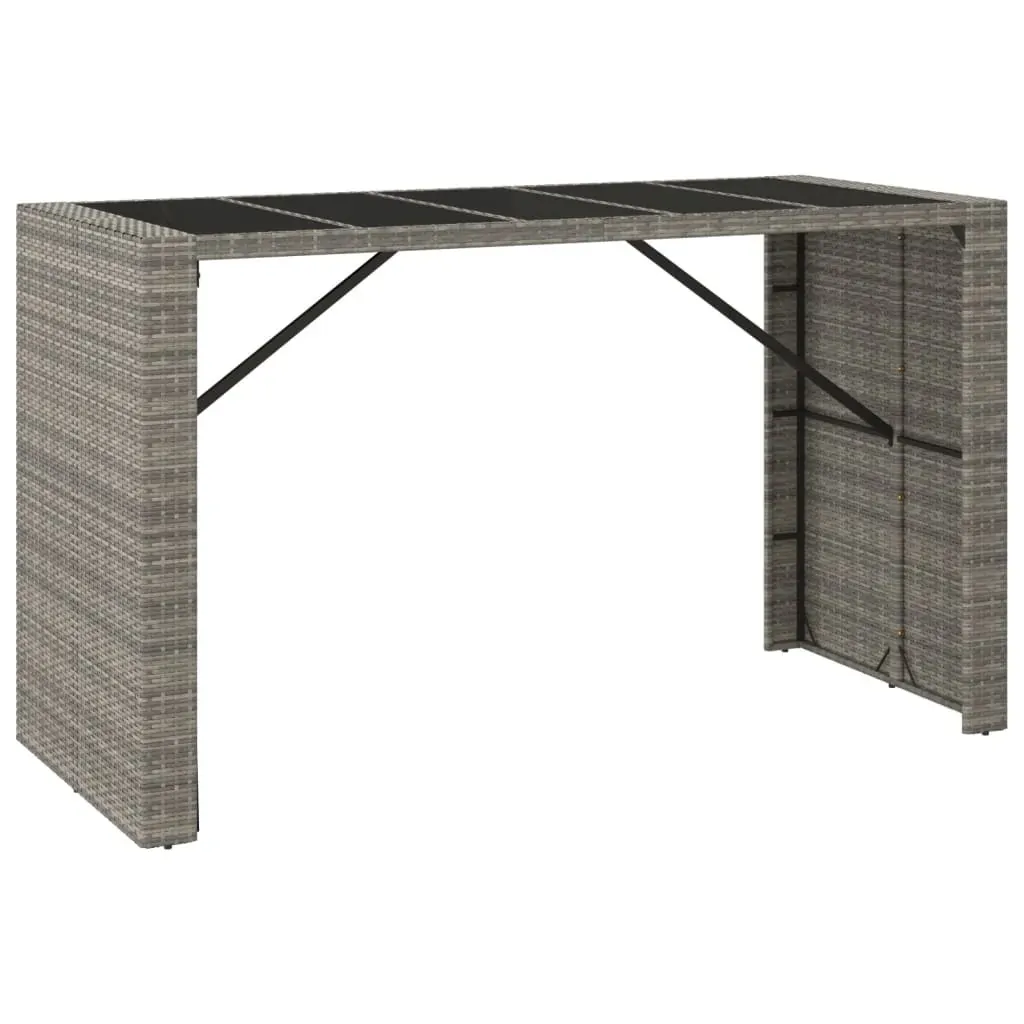 7 Piece Garden Bar Set with Cushions Grey Poly Rattan Price