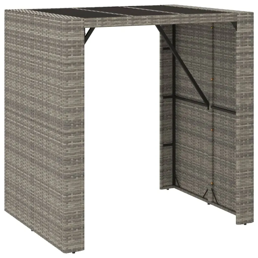 5 Piece Garden Bar Set with Cushions Grey Poly Rattan Price