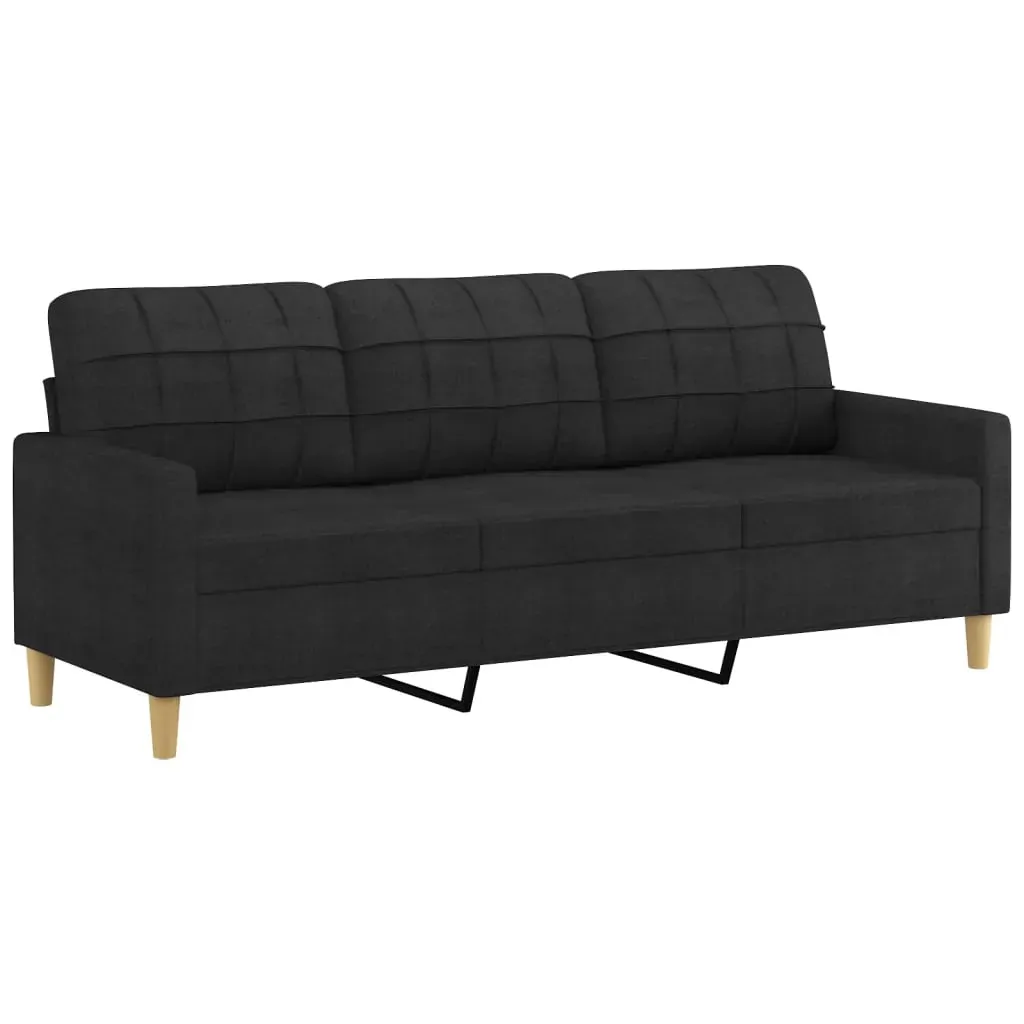 3-Seater Sofa with Throw Pillows Black 180 cm Fabric Price