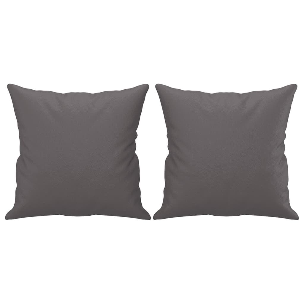3-Seater Sofa with Throw Pillows Grey 180 cm Faux Leather Price