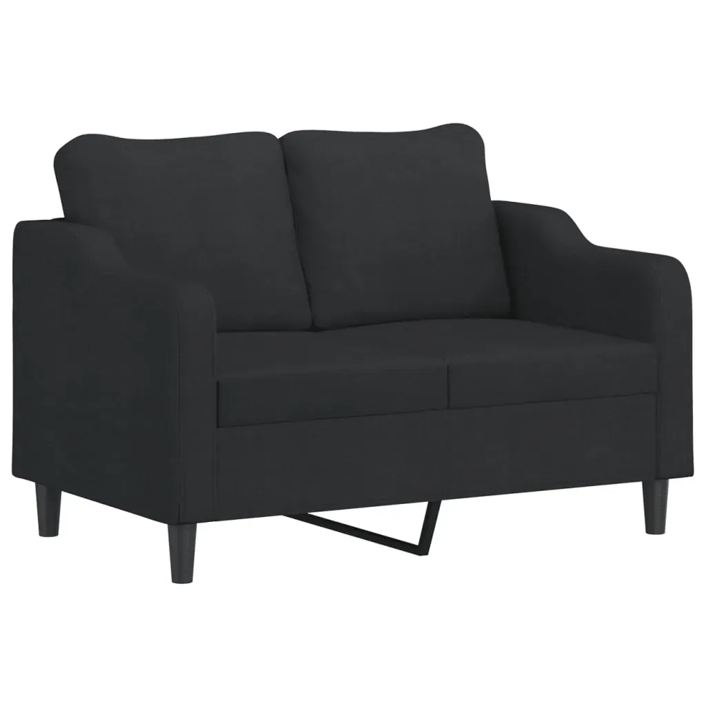 2-Seater Sofa with Throw Pillows Black 120 cm Fabric Price