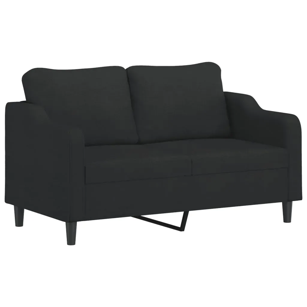 2-Seater Sofa with Throw Pillows Black 140 cm Fabric Price