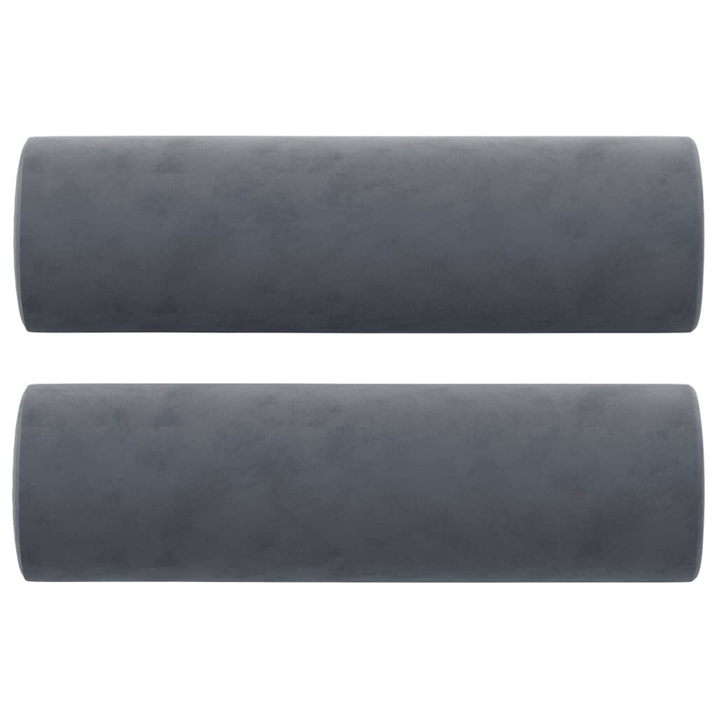 3-Seater Sofa with Throw Pillows Dark Grey 180 cm Velvet Price