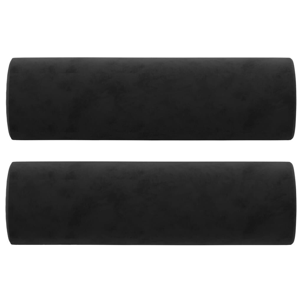 3-Seater Sofa with Throw Pillows Black 180 cm Velvet Price