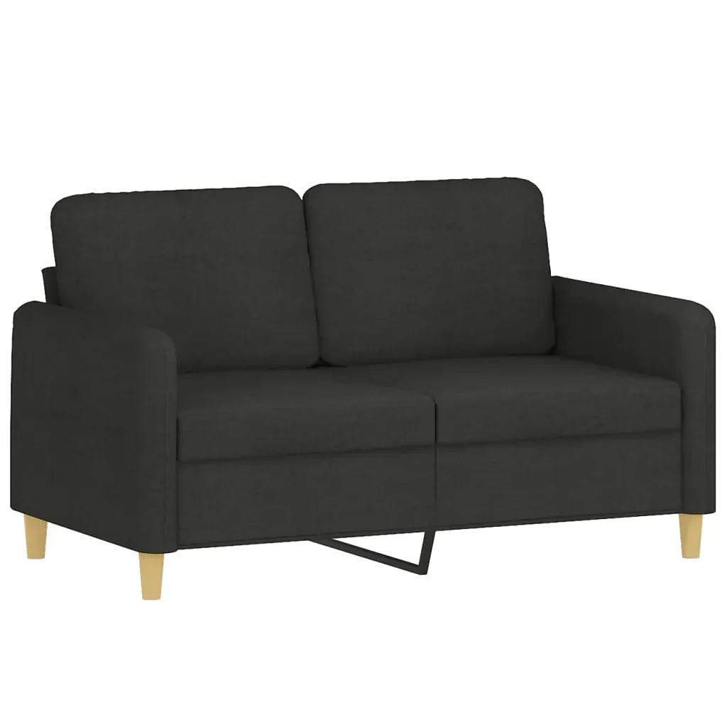 2-Seater Sofa with Throw Pillows Black 120 cm Fabric Price