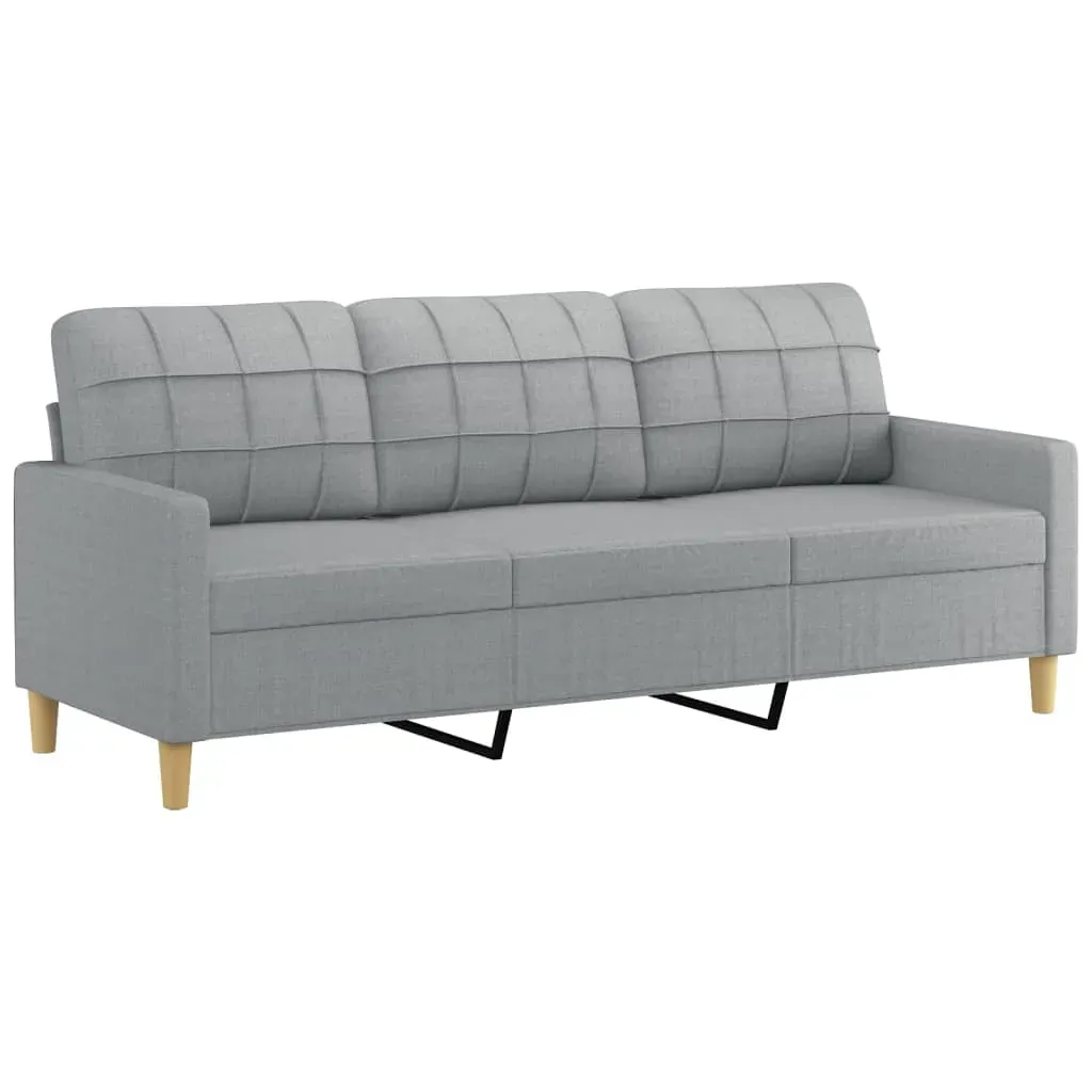 3-Seater Sofa with Footstool Light Grey 180 cm Fabric Price
