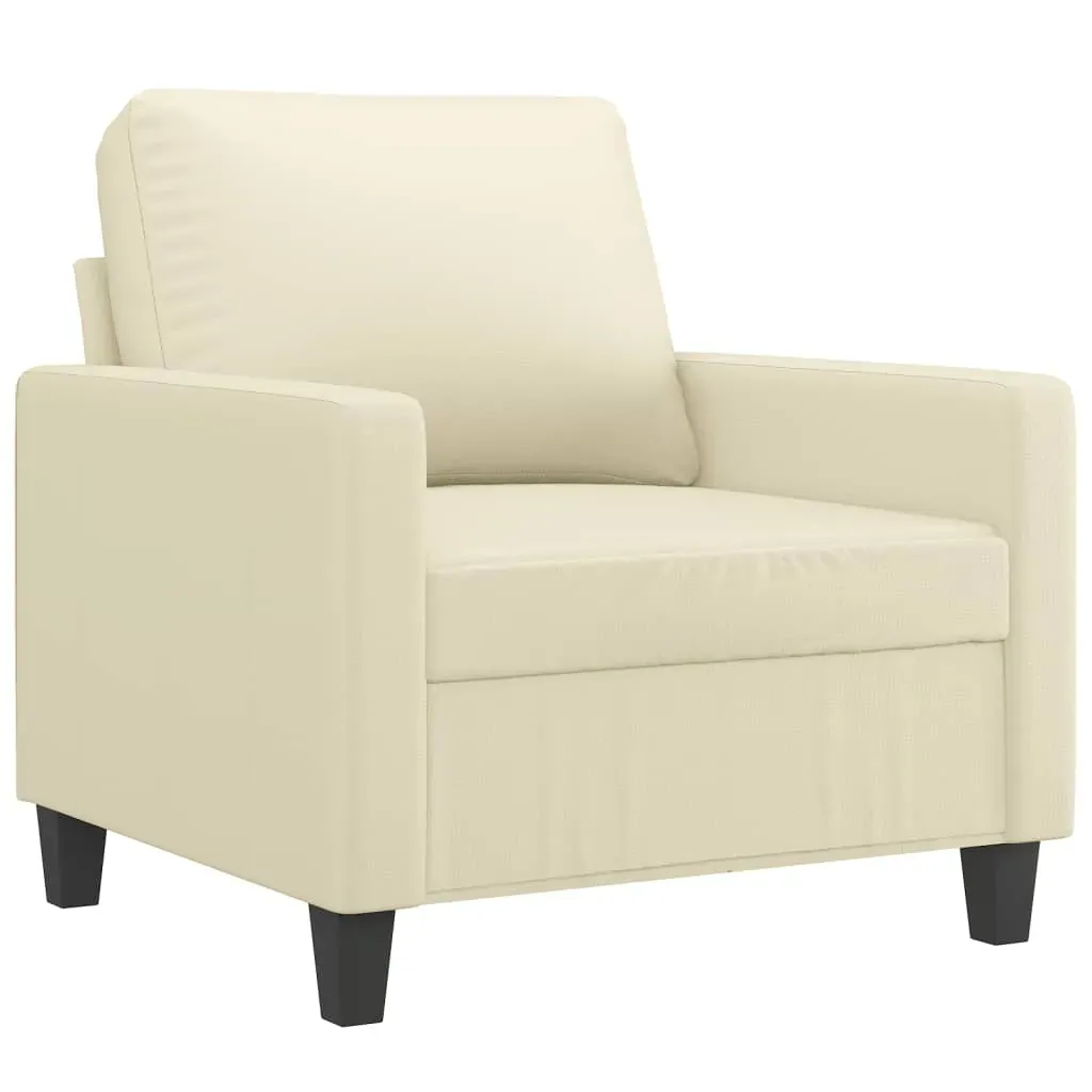 Sofa Chair with Footstool Cream 60 cm Faux Leather Price