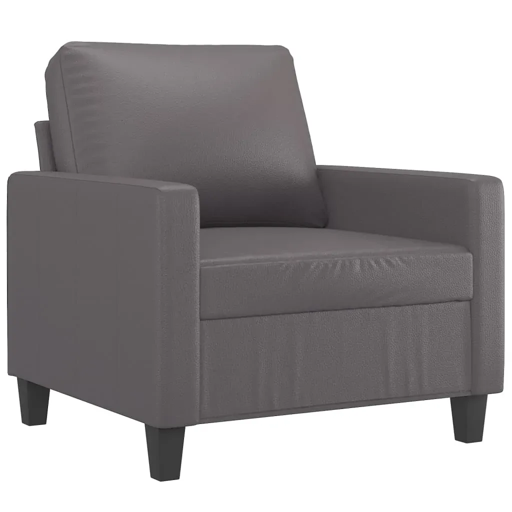 Sofa Chair with Footstool Grey 60 cm Faux Leather Price