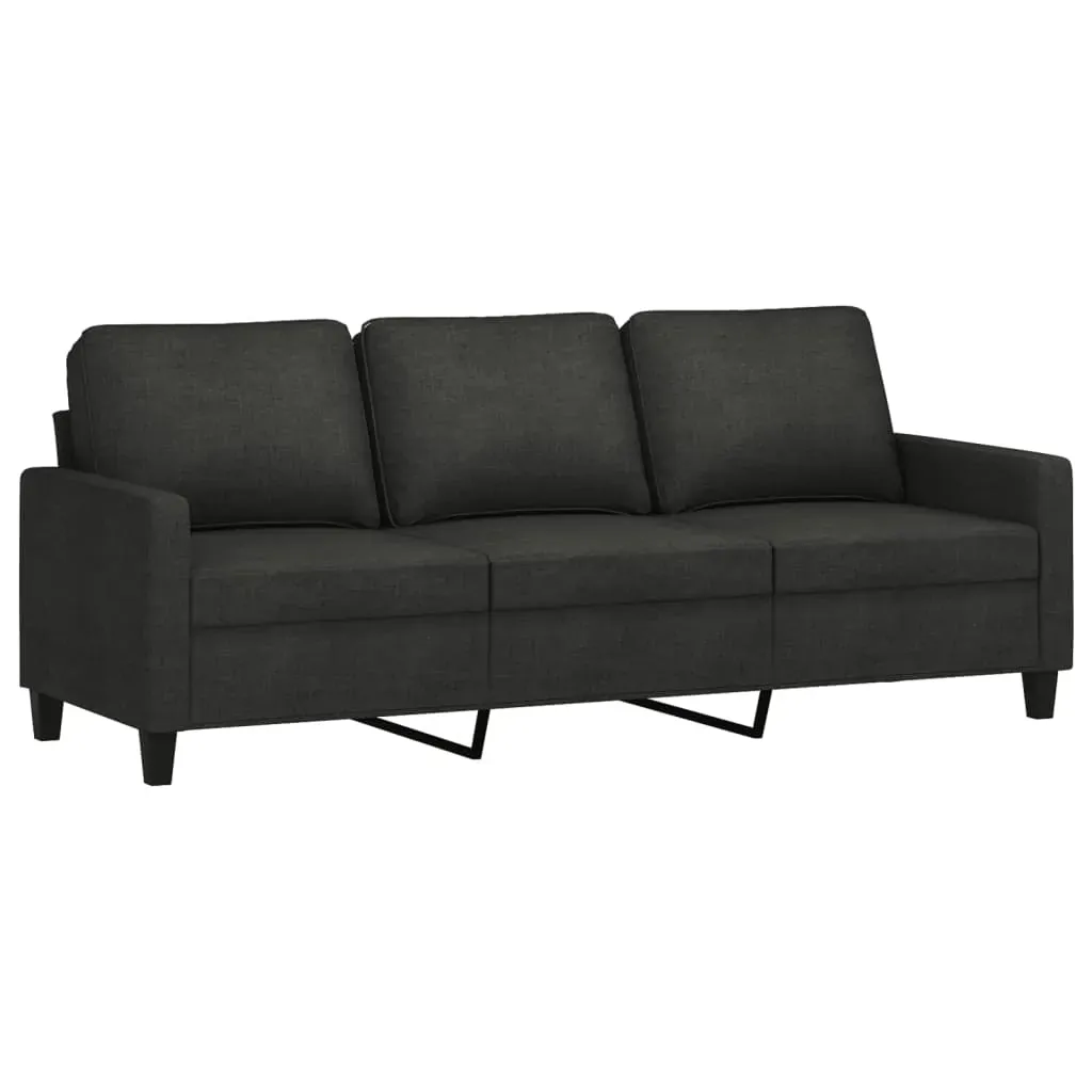 3-Seater Sofa with Footstool Black 180 cm Fabric Price