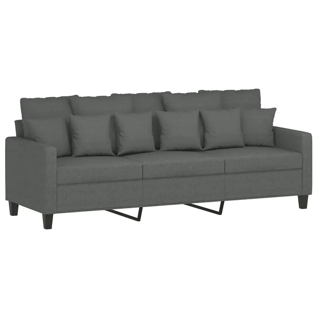 3-Seater Sofa with Footstool Dark Grey 180 cm Fabric Price