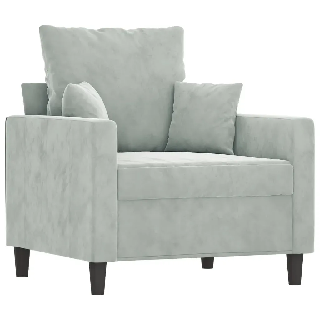 Sofa Chair with Footstool Light Grey 60 cm Velvet Price