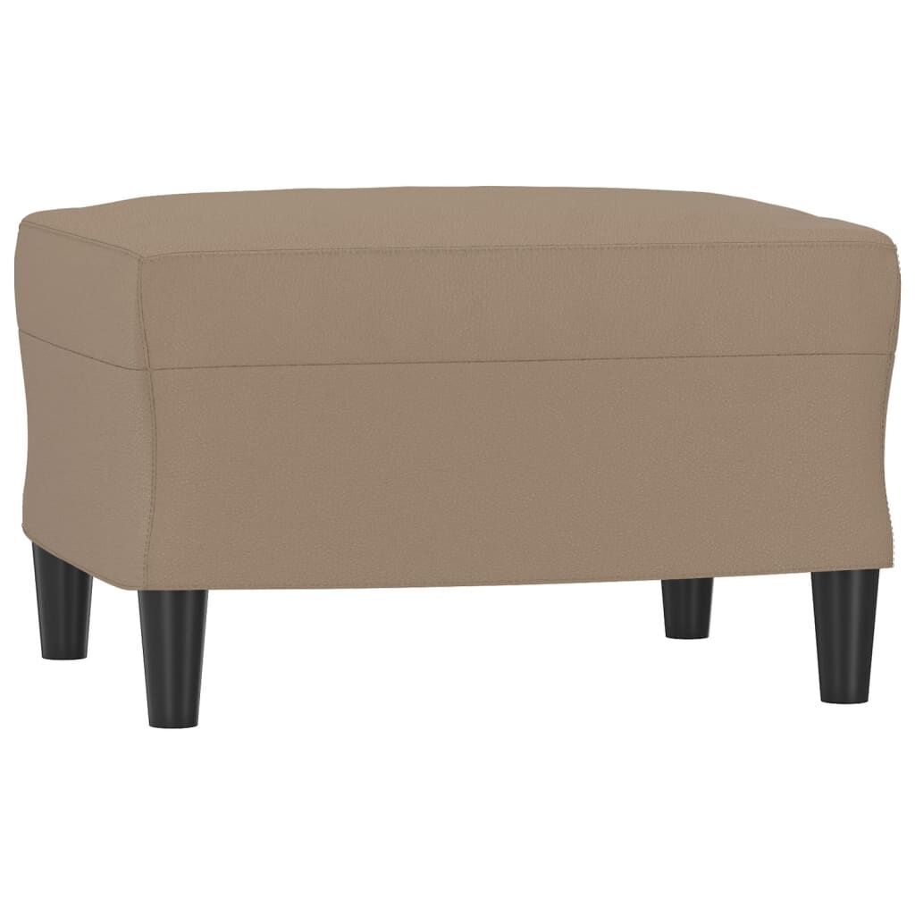 3-Seater Sofa with Footstool Cappuccino 180 cm Faux Leather Price