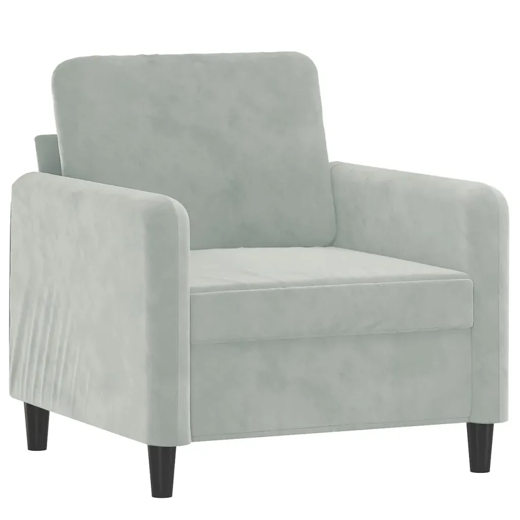 Sofa Chair with Footstool Light Grey 60 cm Velvet Price