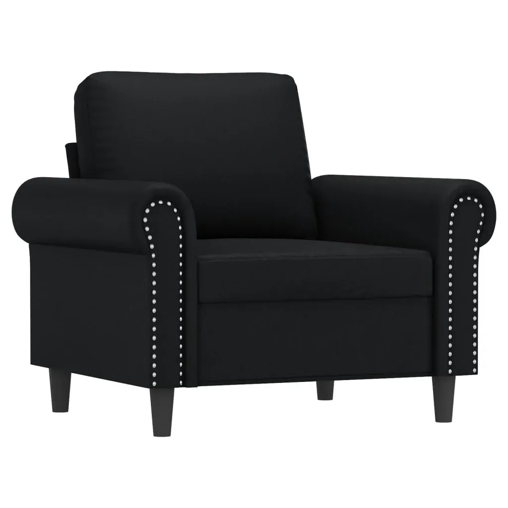 Sofa Chair with Footstool Black 60 cm Faux Leather Price