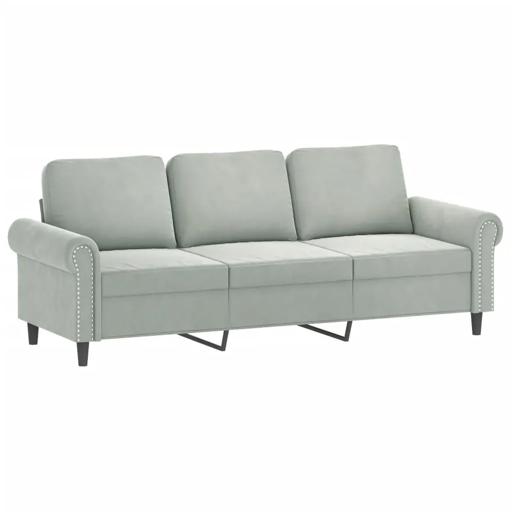 3-Seater Sofa with Footstool Light Grey 180 cm Velvet Price