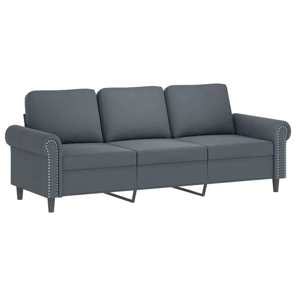 3-Seater Sofa with Footstool Dark Grey 180 cm Velvet Price