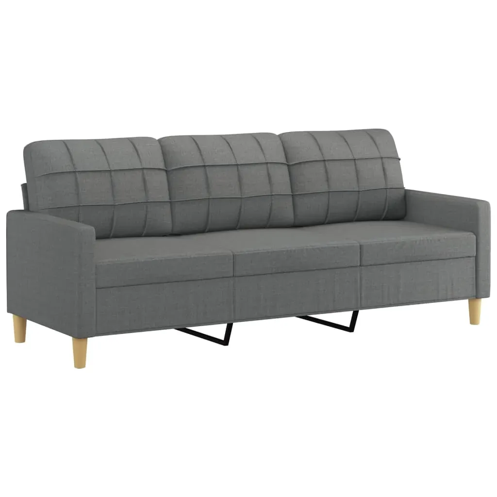 2 Piece Sofa Set with Pillows Dark Grey Fabric Price