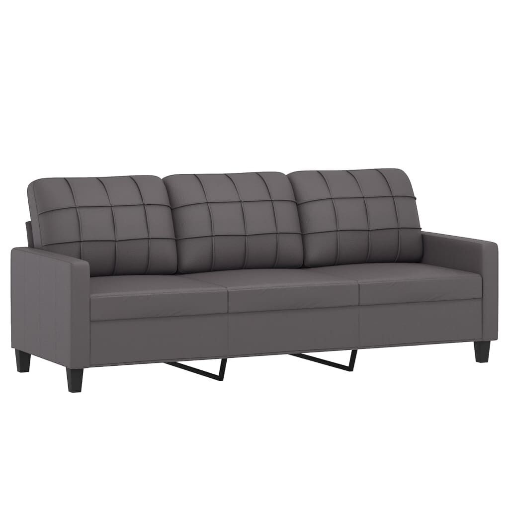 3 Piece Sofa Set with Cushions Grey Faux Leather Price