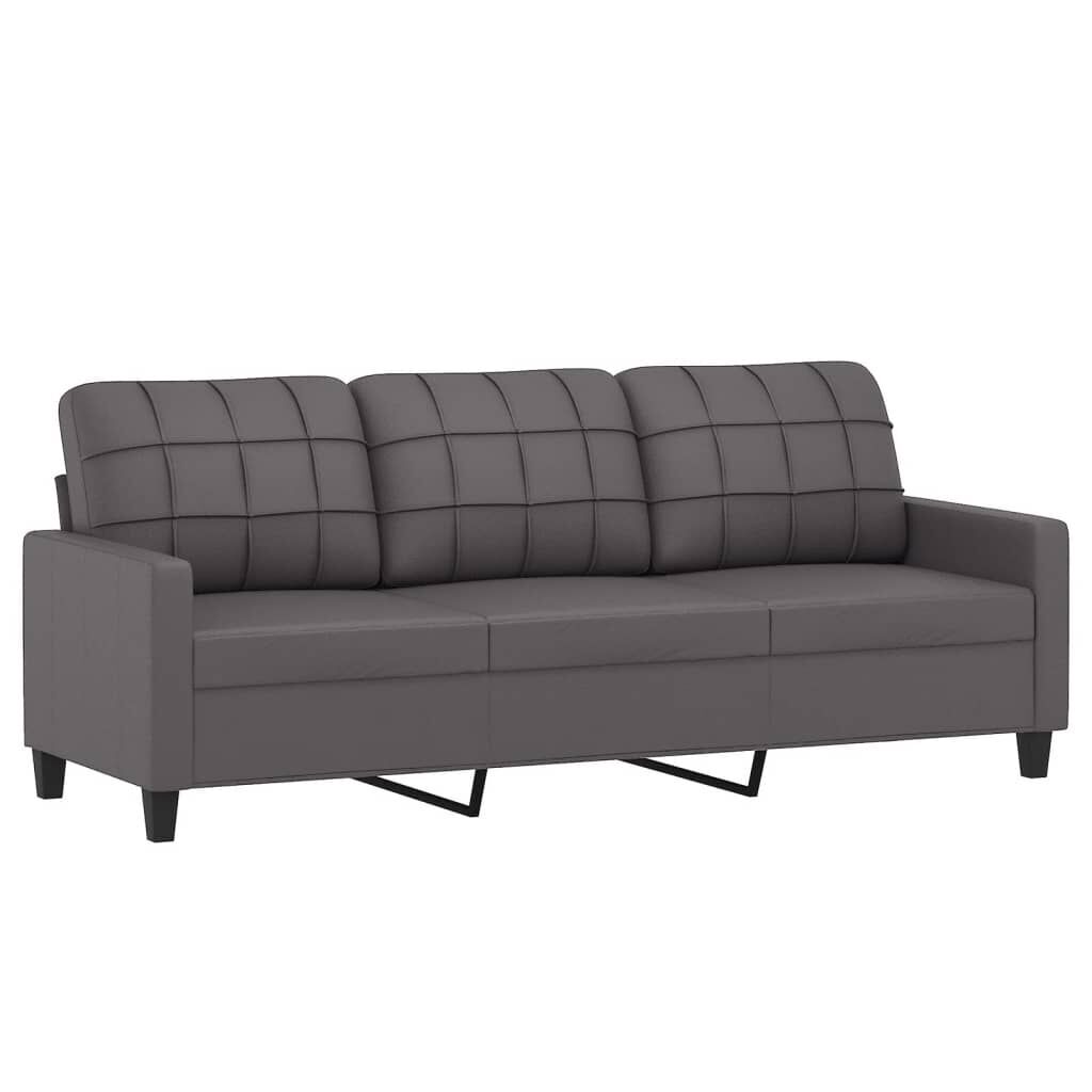 4 Piece Sofa Set with Cushions Grey Faux Leather Price