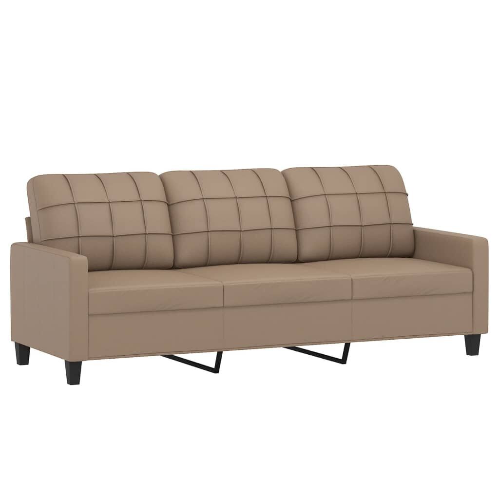 3 Piece Sofa Set with Pillows Cappuccino Faux Leather Price