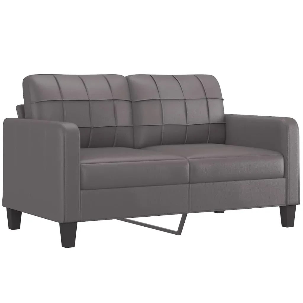 2 Piece Sofa Set with Cushions Grey Faux Leather Price