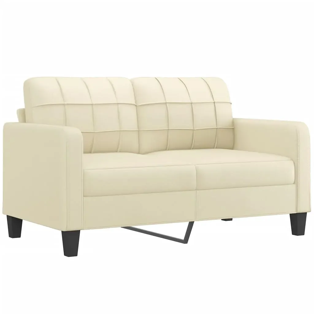 2 Piece Sofa Set with Pillows Cream Faux Leather Price