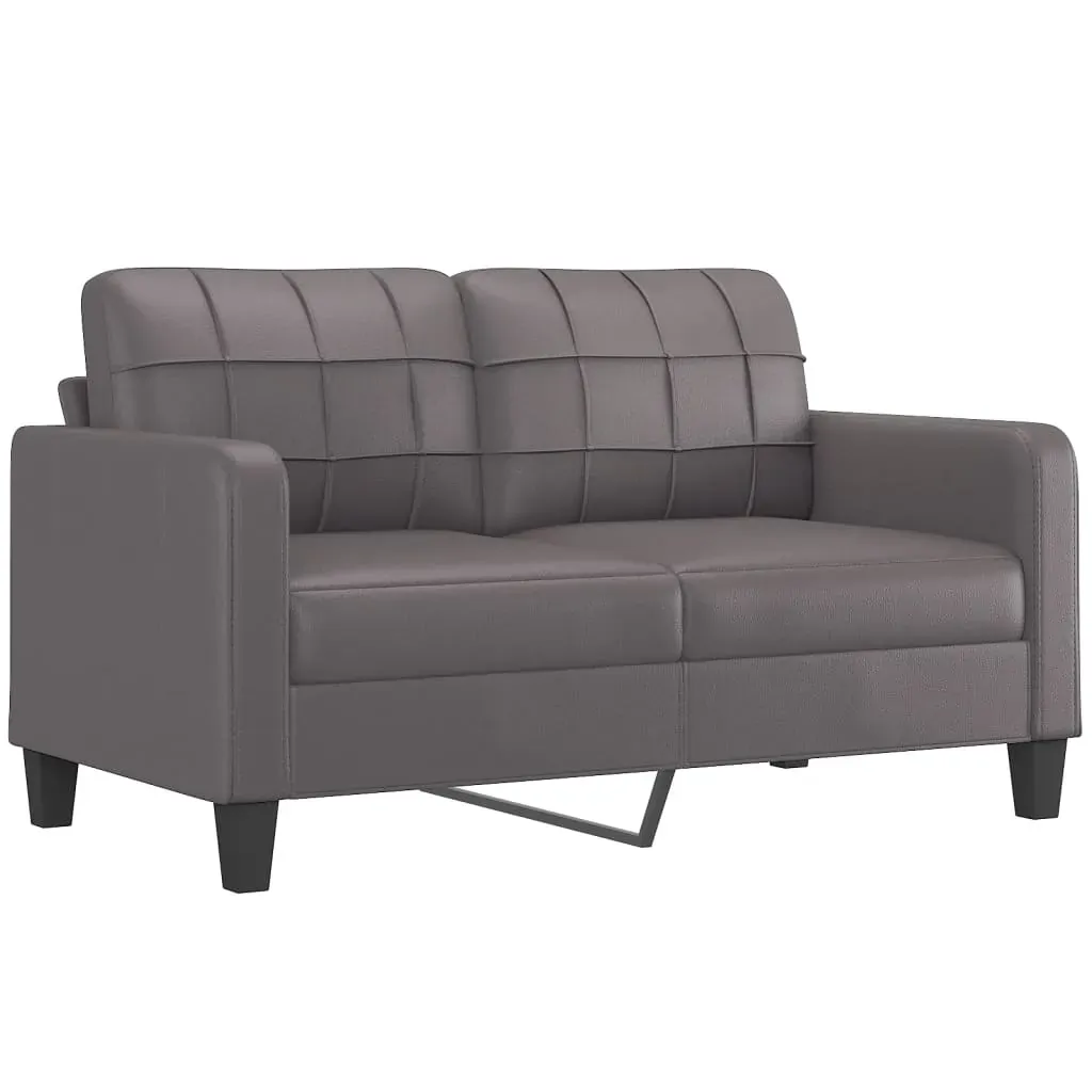 2 Piece Sofa Set with Pillows Grey Faux Leather Price