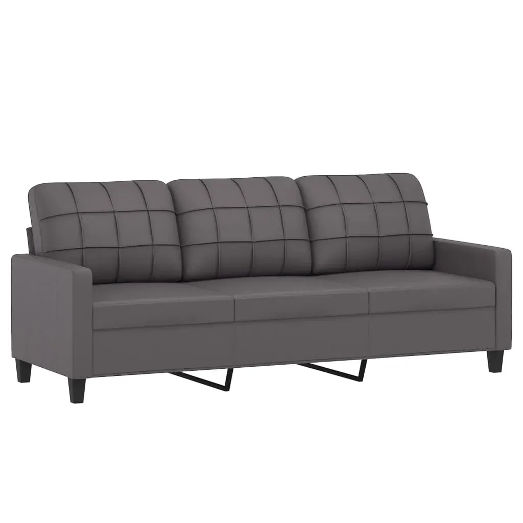 2 Piece Sofa Set with Cushions Grey Faux Leather Price
