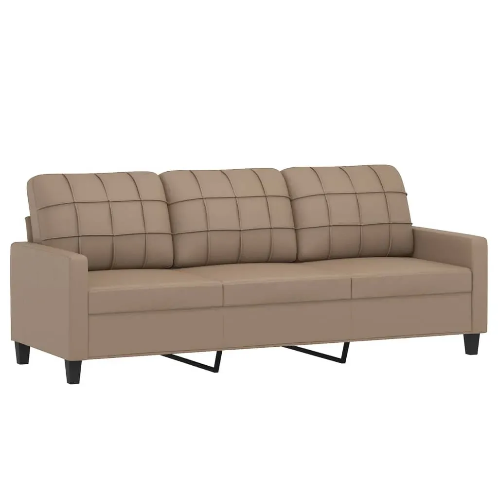 2 Piece Sofa Set with Pillows Cappuccino Faux Leather Price