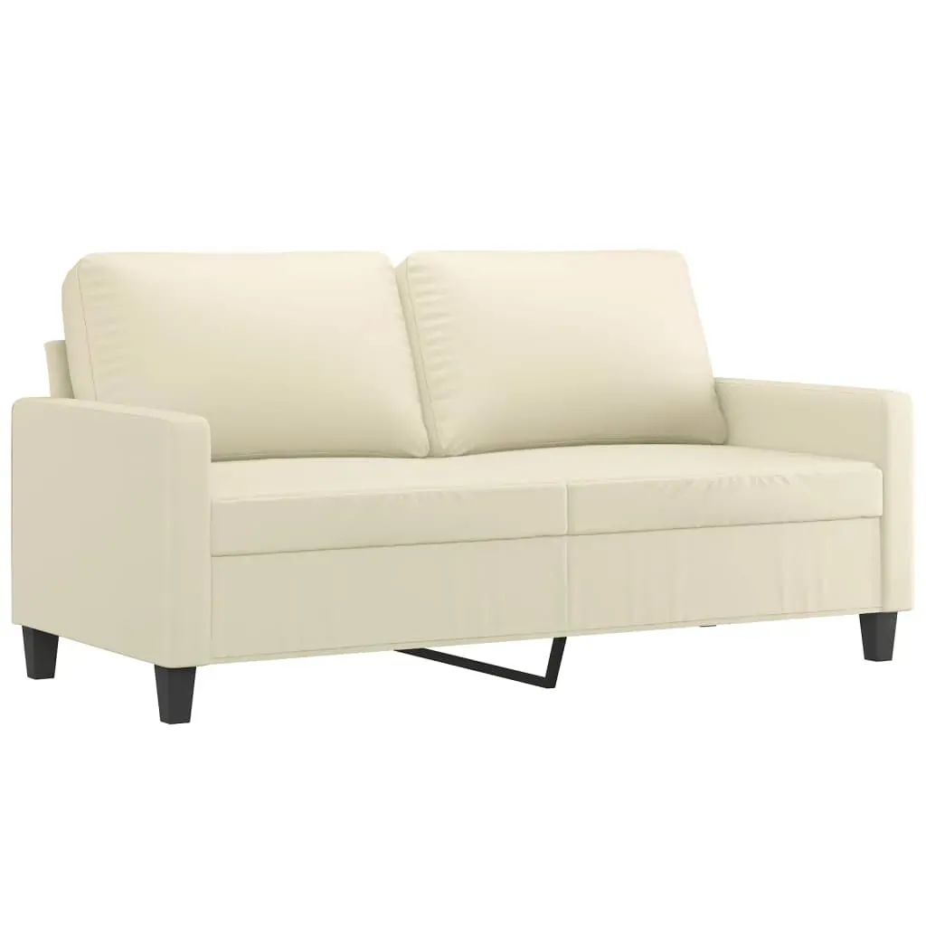 2 Piece Sofa Set with Cushions Cream Faux Leather Price