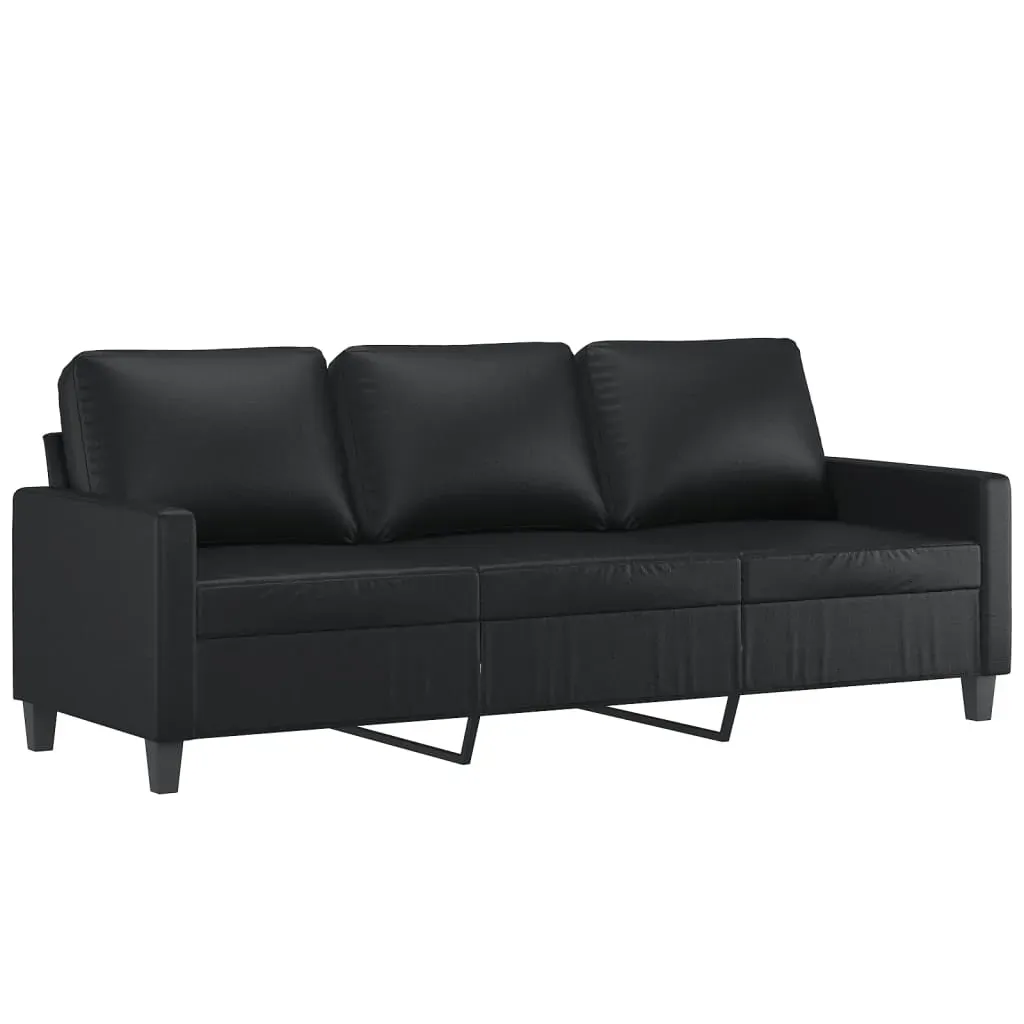 2 Piece Sofa Set with Cushions Black Faux Leather Price